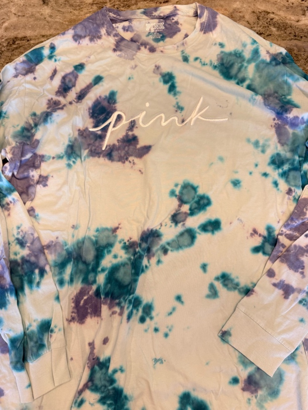 PINK Victoria's Secret Tie-Dye Tee — Teal & Purple